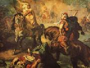 Theodore Chasseriau Arab Chiefs Challenging to Combat under a City Ramparts oil painting on canvas